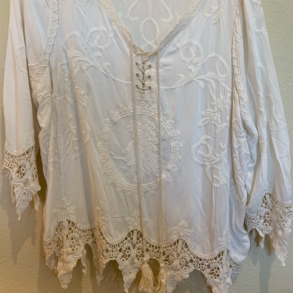 Cotton boho/hippi top with crochet trim